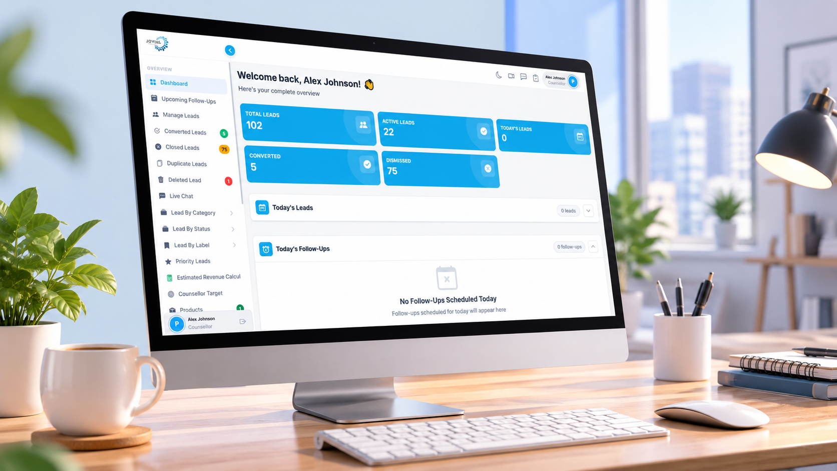 CRM dashboard preview showing customer and lead information